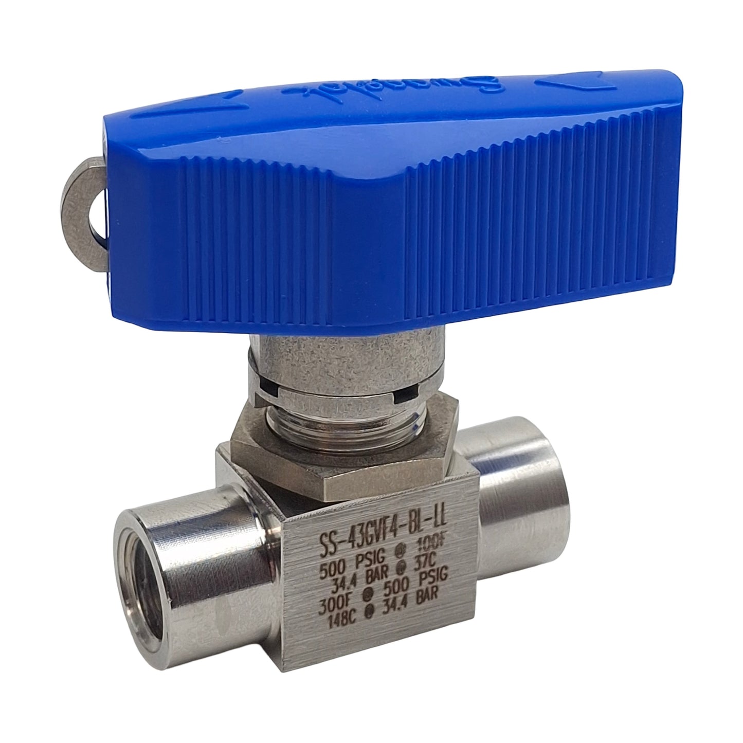 Used Swagelok SS-43GVF4-BL-LL Ball Valve, 2-Way, 1/4in NPT, 500psi Max, 0.9Cv