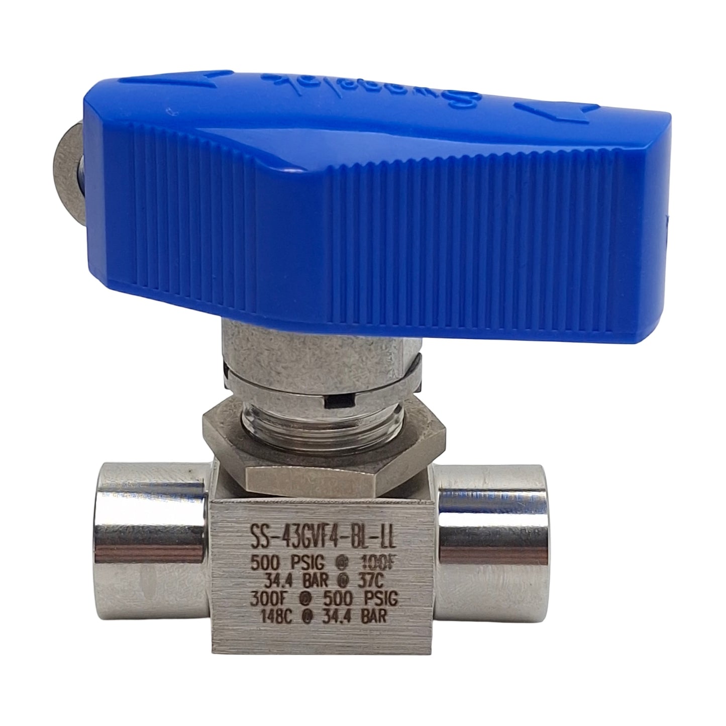 Used Swagelok SS-43GVF4-BL-LL Ball Valve, 2-Way, 1/4in NPT, 500psi Max, 0.9Cv