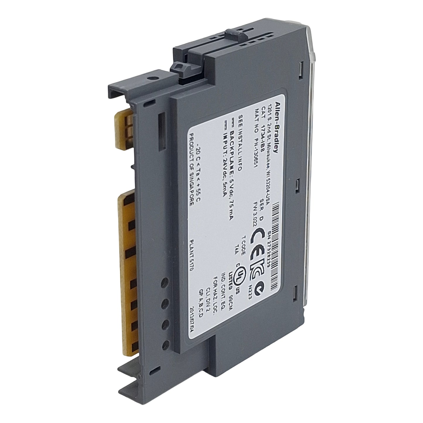 Used Allen Bradley 1734-IB8 Ser. D PLC Input I/O Module, 8-Point, 24VDC Sinking 5mA