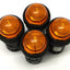 Used Lot of 4 Idec HW1P-2FQD Panel Indicator Pilot Lights LED Lamps, 24V, Amber