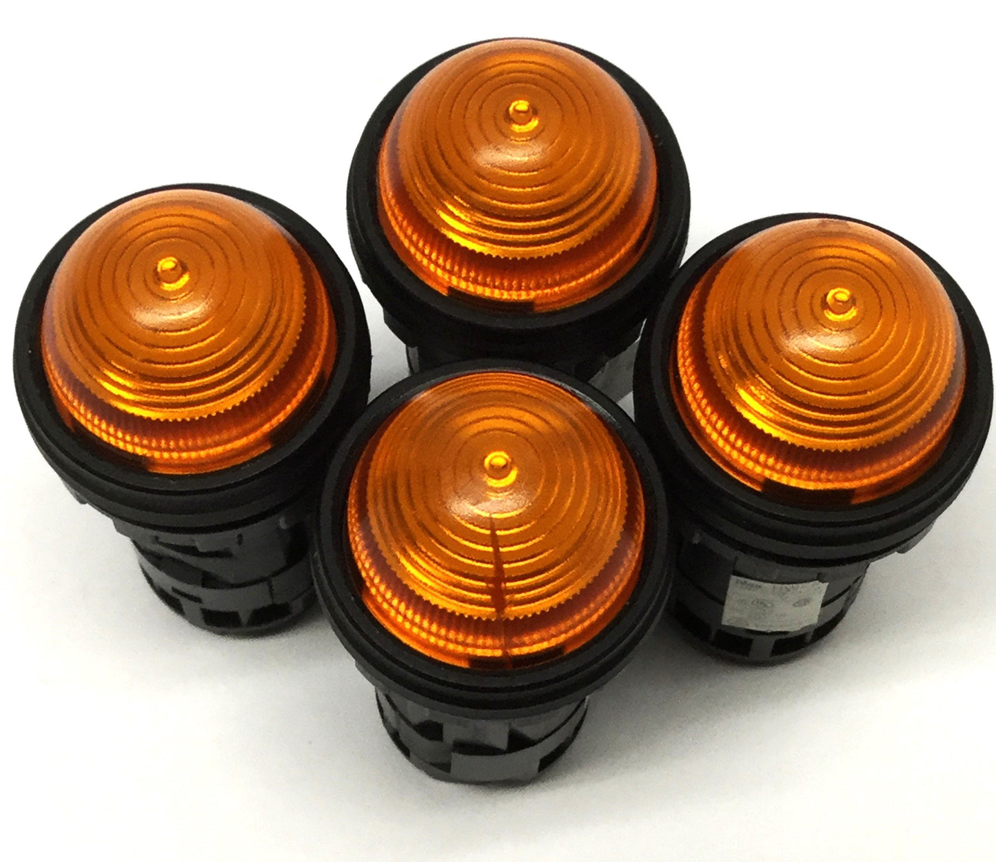 Used Lot of 4 Idec HW1P-2FQD Panel Indicator Pilot Lights LED Lamps, 24V, Amber