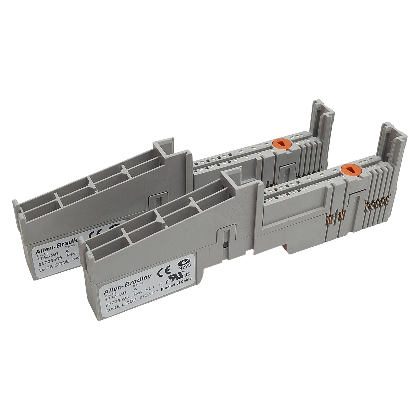 Used Lot of 2 Allen Bradley 1734-MB POINT I/O Module Mounting Base, DIN Rail Mount