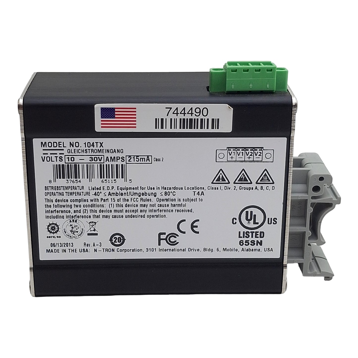 Used Red Lion N-Tron 104TX Industrial Ethernet Switch 4-Port RJ-45, 10-30VDC, 800Mb/s