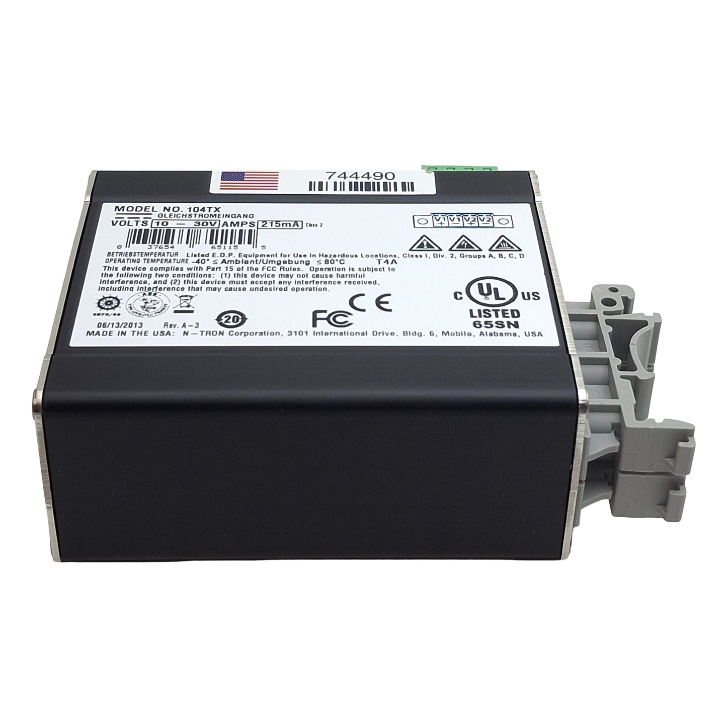 Used Red Lion N-Tron 104TX Industrial Ethernet Switch 4-Port RJ-45, 10-30VDC, 800Mb/s