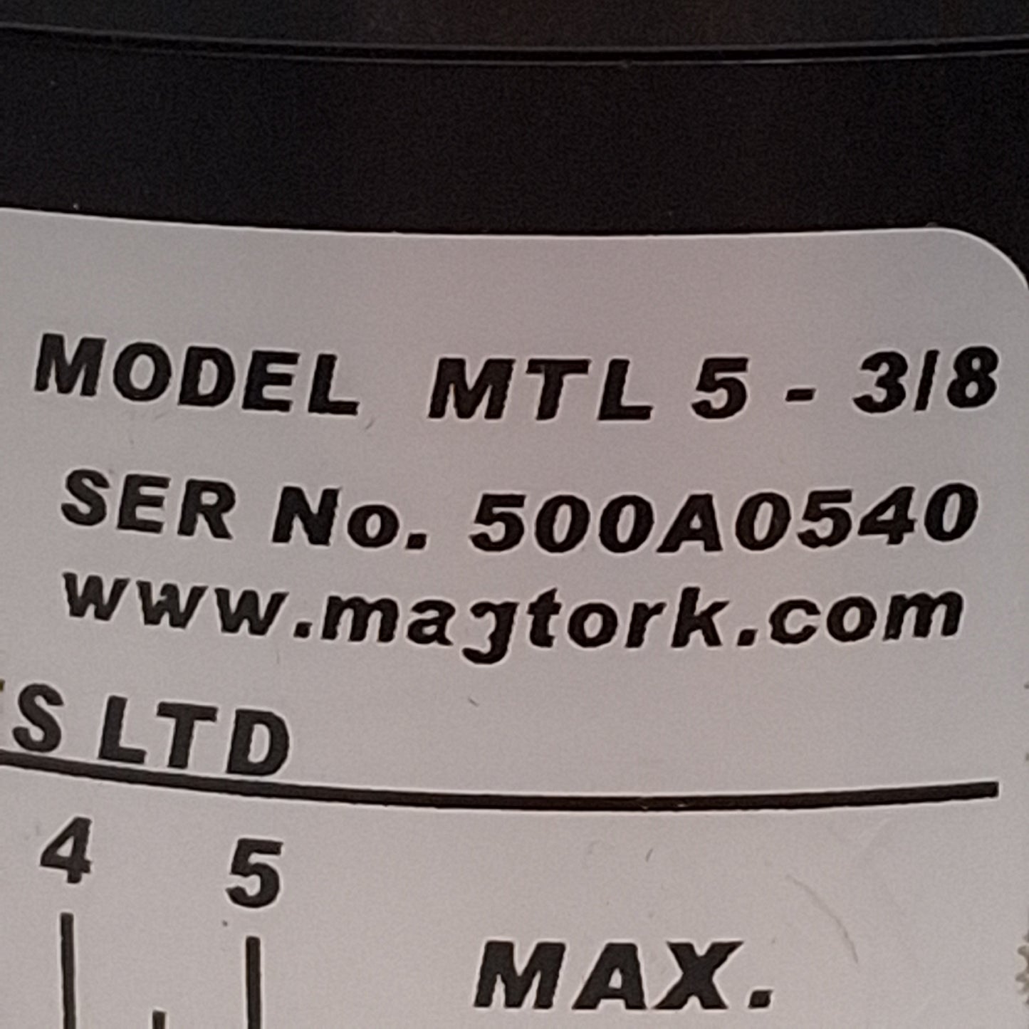 Used Magtork MTL 5-3/8 Standard Hysteresis Clutch, 0.18~0.50lb-in, ø3/8in Bore