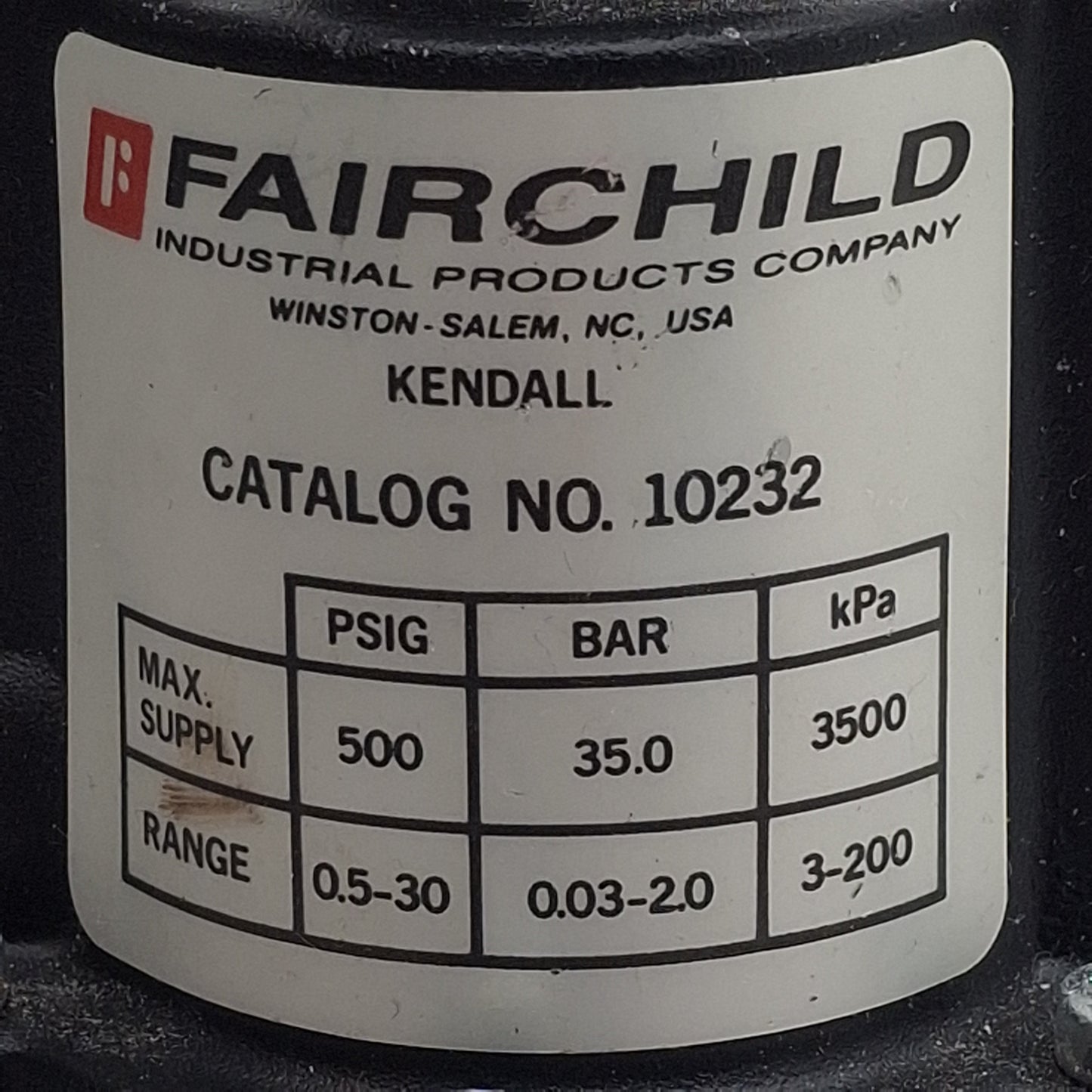 Used Fairchild 10232 Pneumatic Regulator, 0.5-30psi Range, 500psi Max, 1/4in NPT