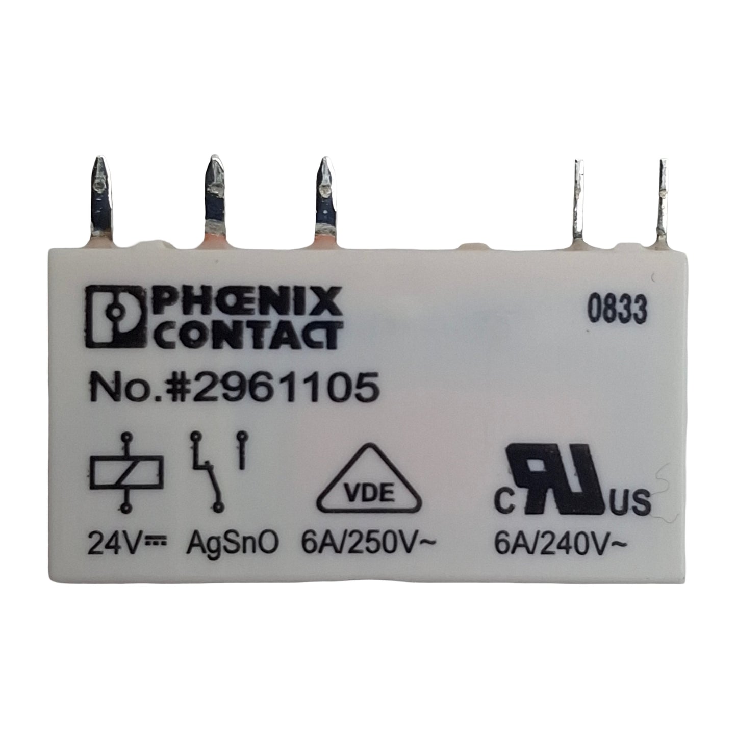 Used Lot of 4 Phoenix Contact 2961105 Mini Power Relay SPDT, 6A 250VAC/DC, 24VDC Coil