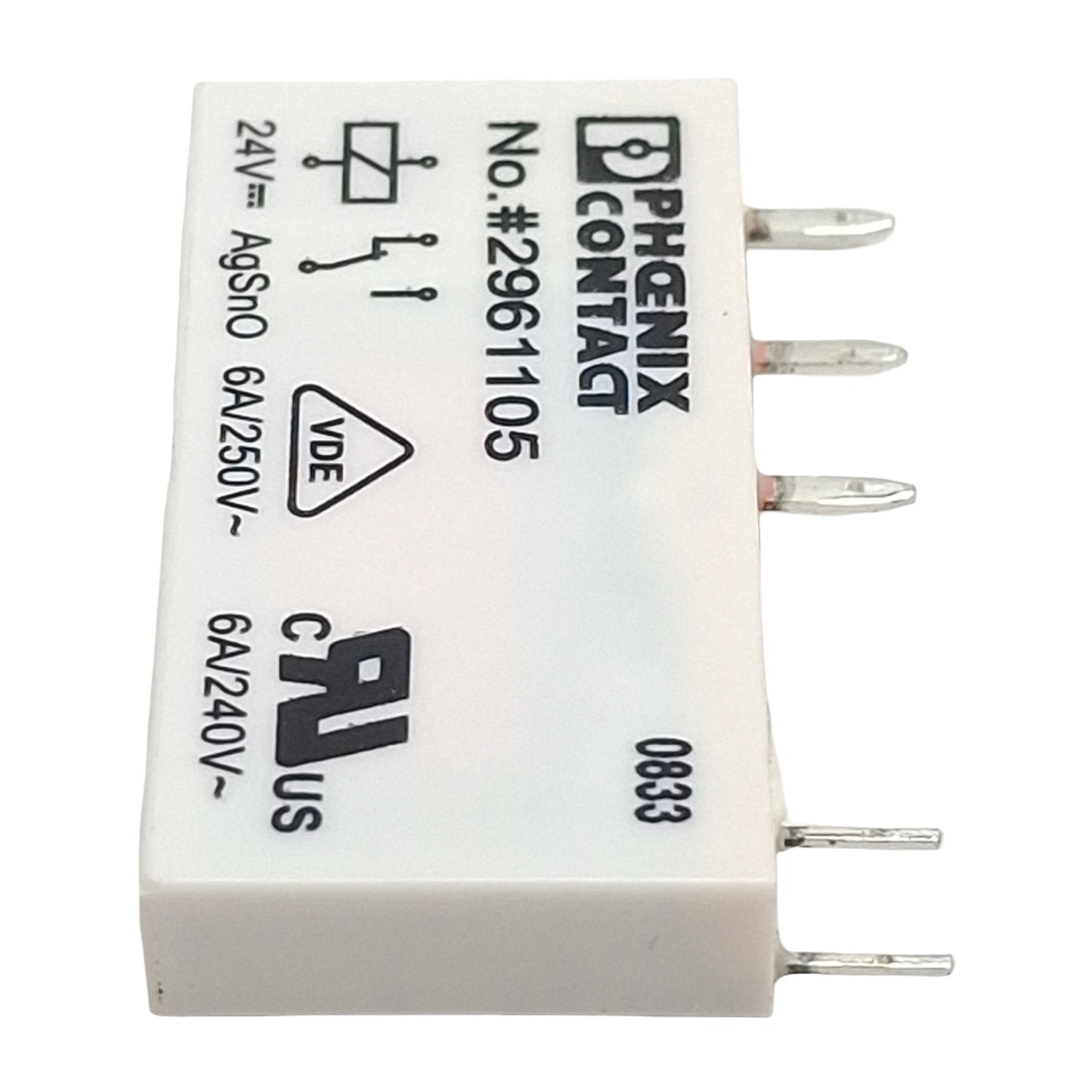 Used Lot of 4 Phoenix Contact 2961105 Mini Power Relay SPDT, 6A 250VAC/DC, 24VDC Coil