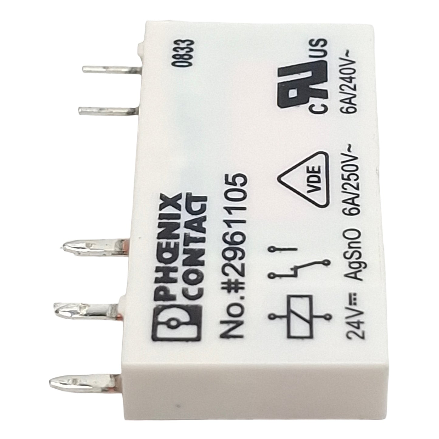 Used Lot of 4 Phoenix Contact 2961105 Mini Power Relay SPDT, 6A 250VAC/DC, 24VDC Coil