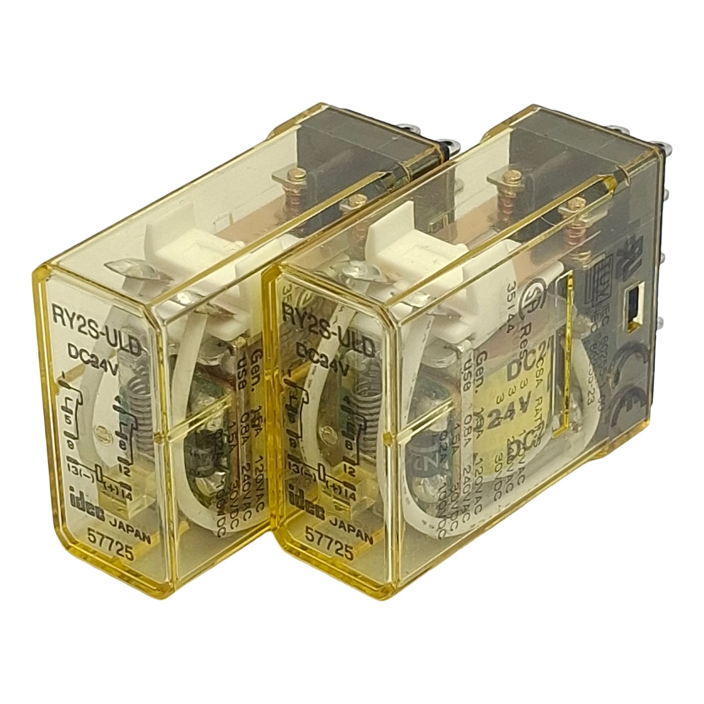 Used Lot of 2 Idec RY2S-ULD-DC24V Ice-Cube Relay, DPDT, 3A Contact, 24VDC Coil