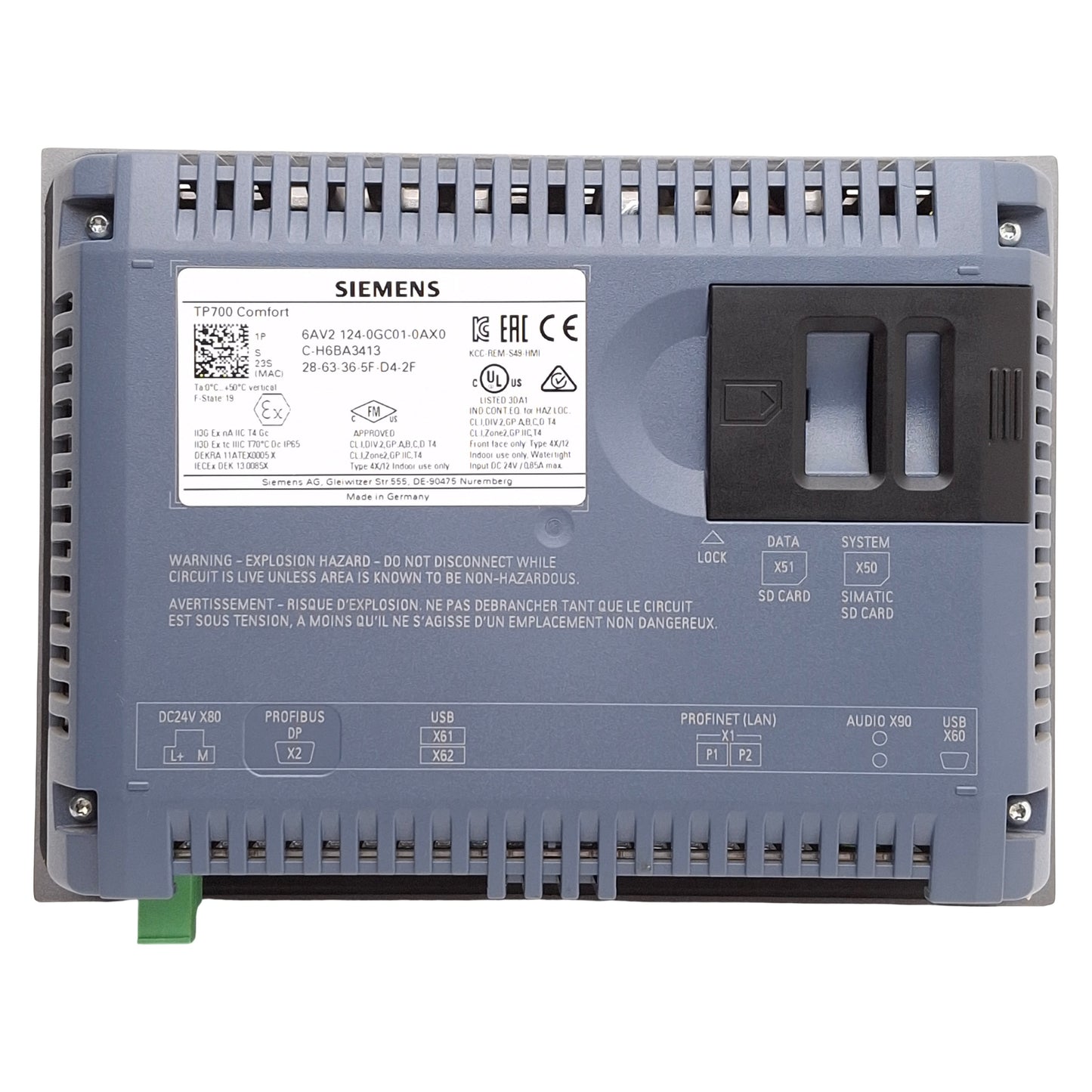 Used Siemens 6AV2 124-0GC01-0AX0 SIMATIC Touchscreen HMI, 7in, 800x400, 24VDC
