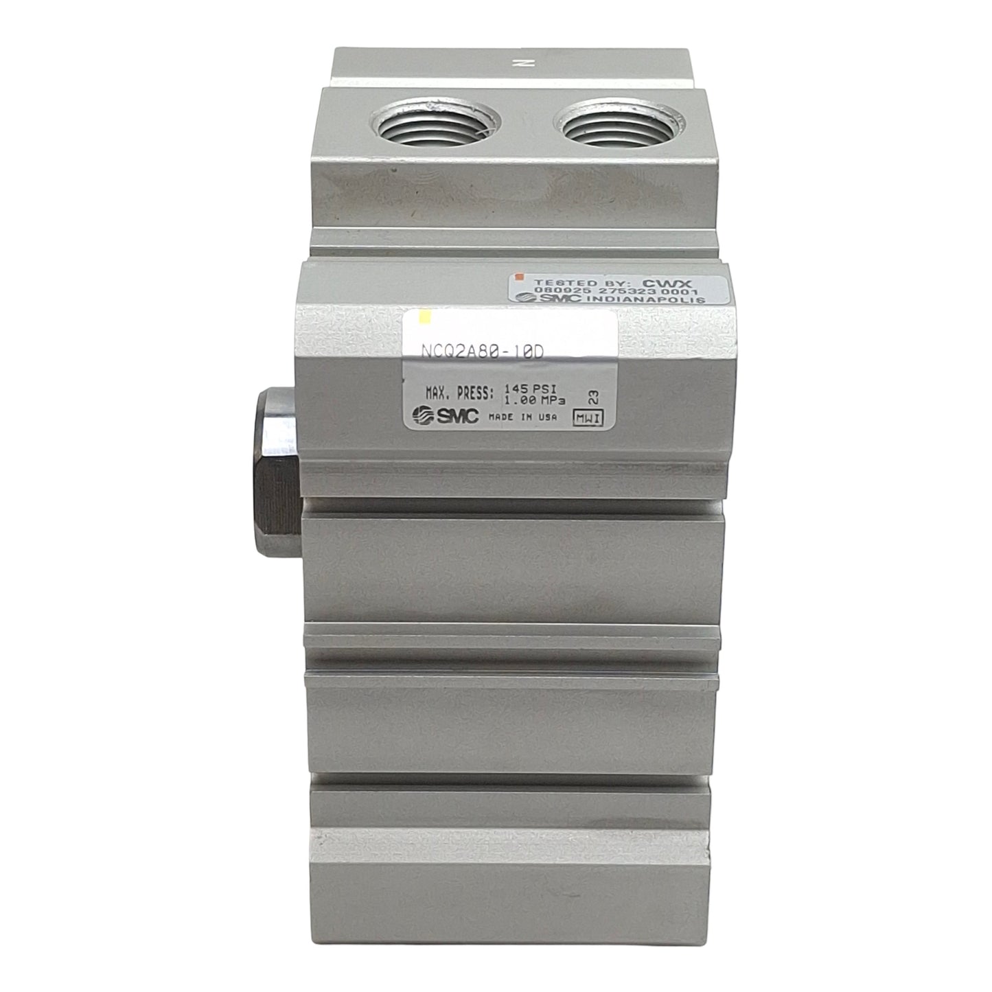 Used SMC NCQ2A80-10D Compact Cylinder, ø80mm Bore, 10mm Stroke, Rc3/8, 145psi