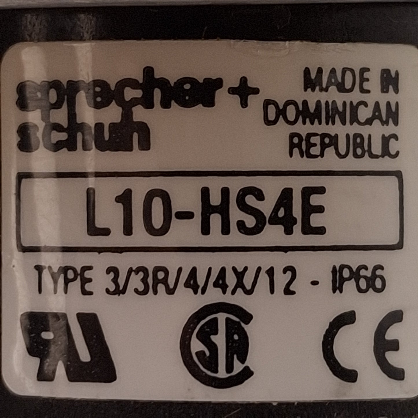Used Sprecher + Schuh L10-HS4E Disconnect Switch Operator Handle For L10 Series
