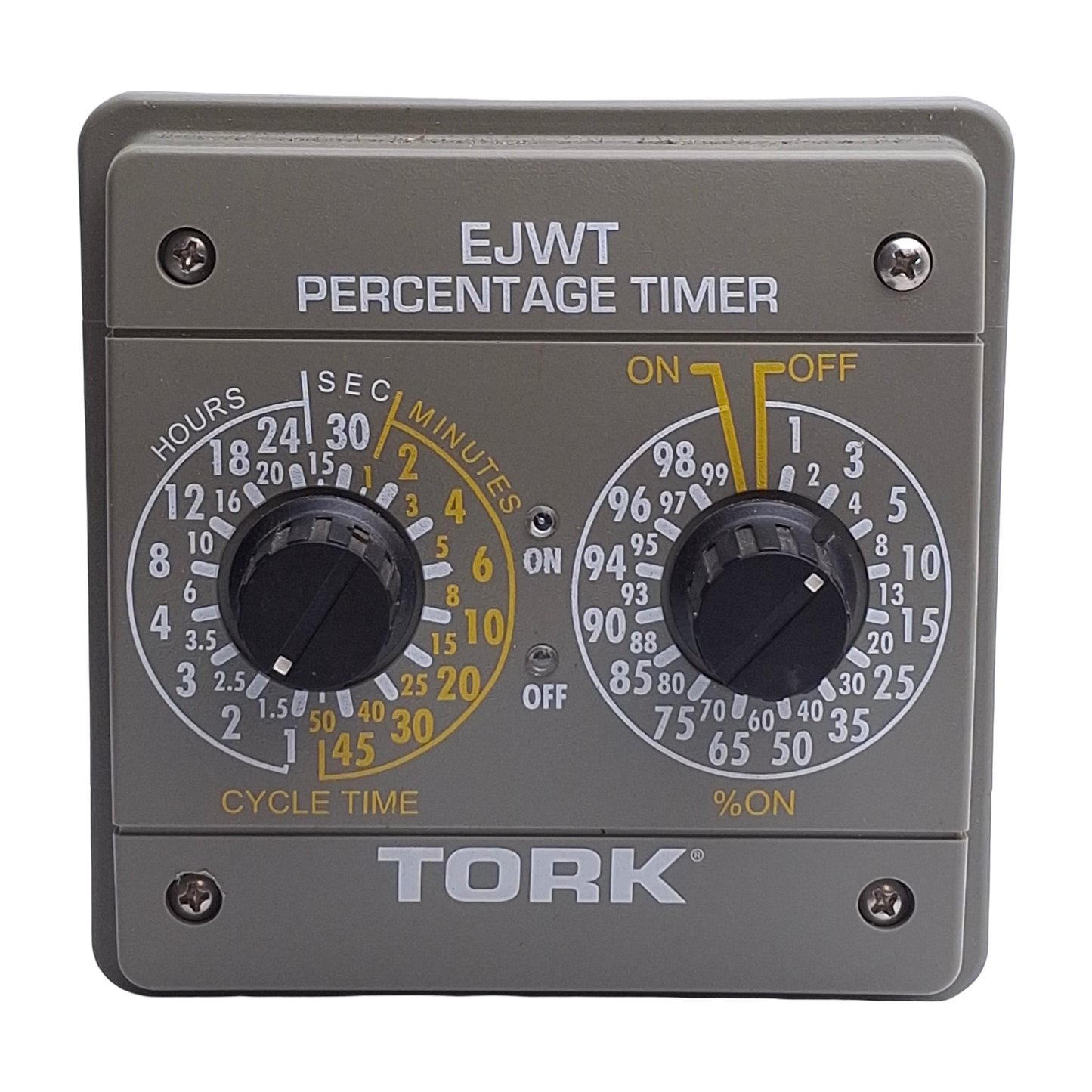 Used NSI Ind EJWT Tork Percentage Timer, 15s to 24Hr Range, 240VAC 10A Contact, SPDT