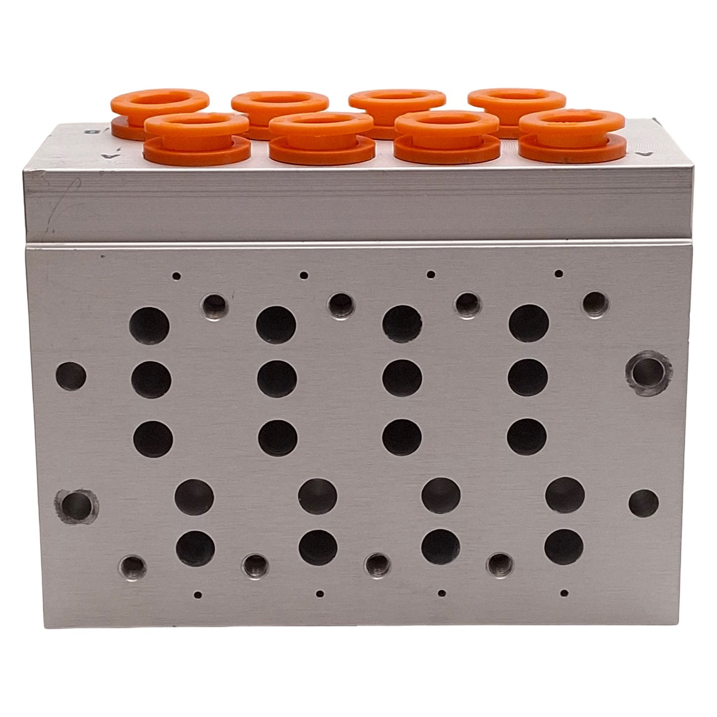 Used SMC SS5Y7-42-04-N11N Aluminum Pneumatic Manifold, 4-Station, ø3/8in One-Touch