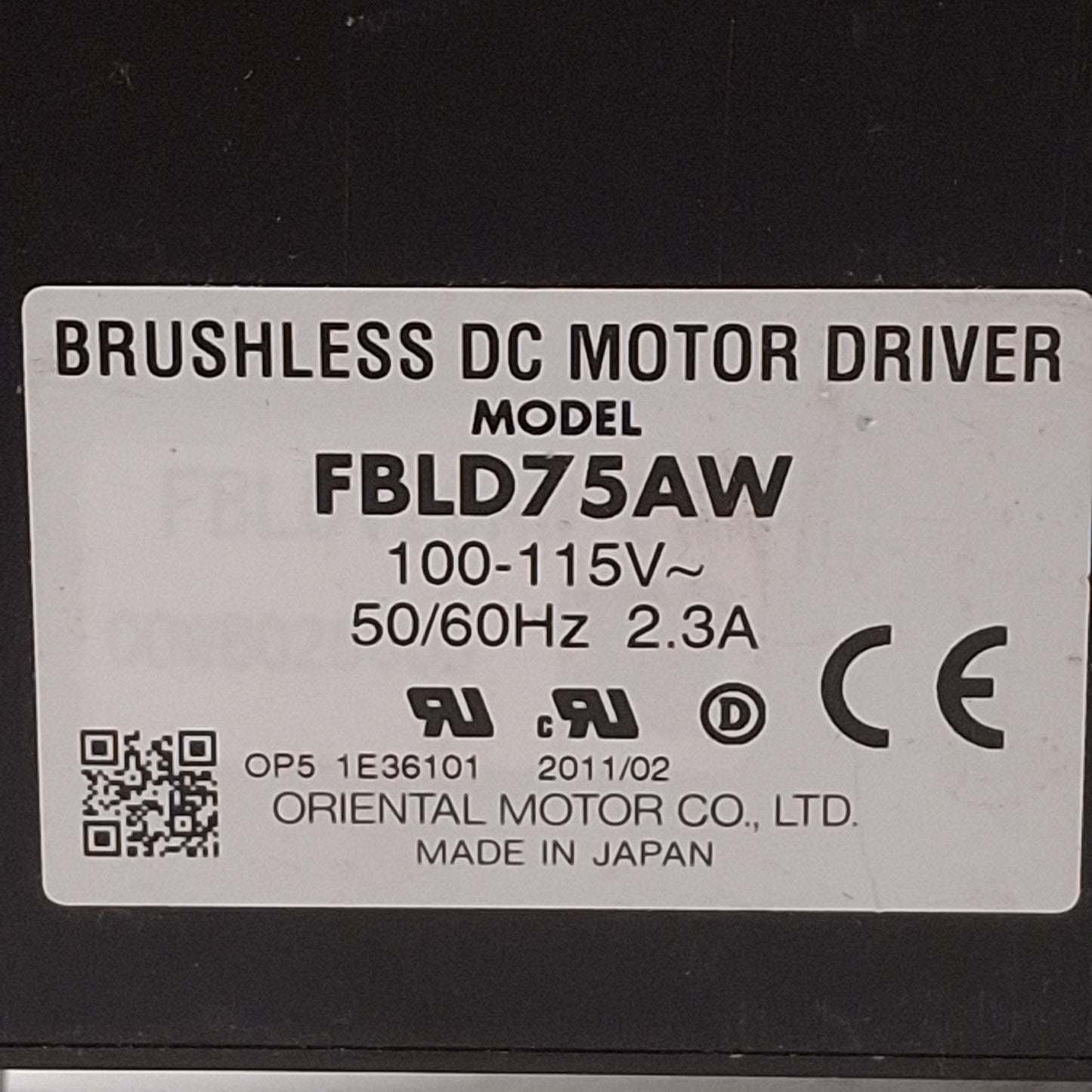 Used Oriental Motor FBLD75AW Vexta Brushless DC Motor Driver, 75W, 1/10HP, 100-115VAC