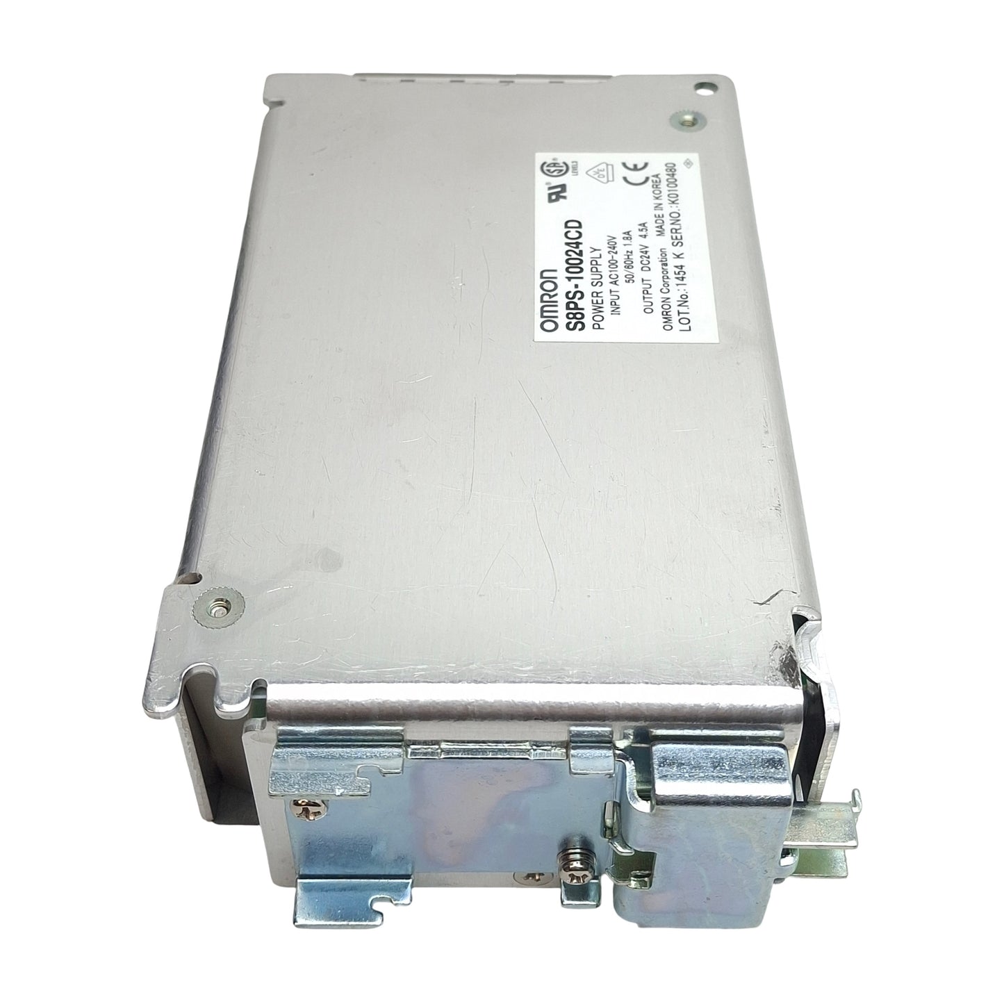 Used Omron S8PS-10024CD Power Supply, 100-240VAC In, 4.5A 24VDC Out, DIN Rail