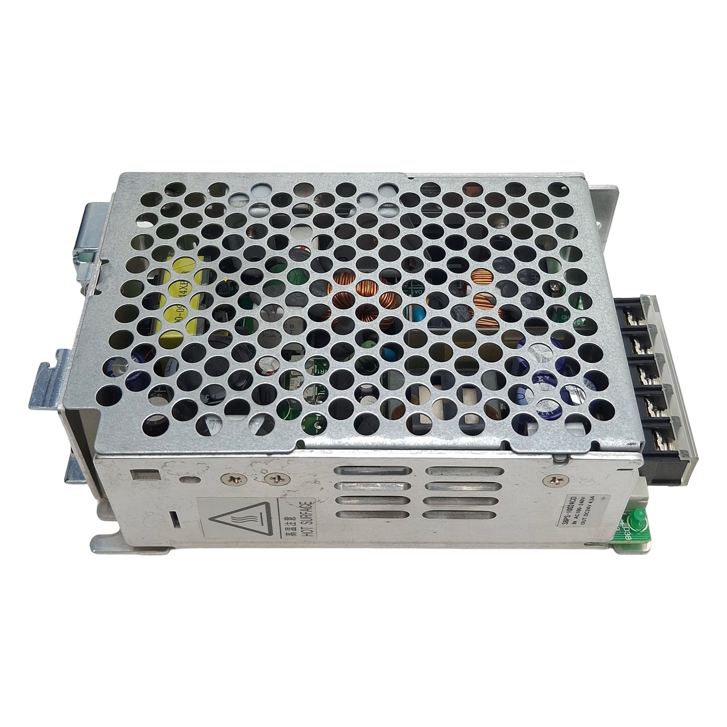 Used Omron S8PS-10024CD Power Supply, 100-240VAC In, 4.5A 24VDC Out, DIN Rail