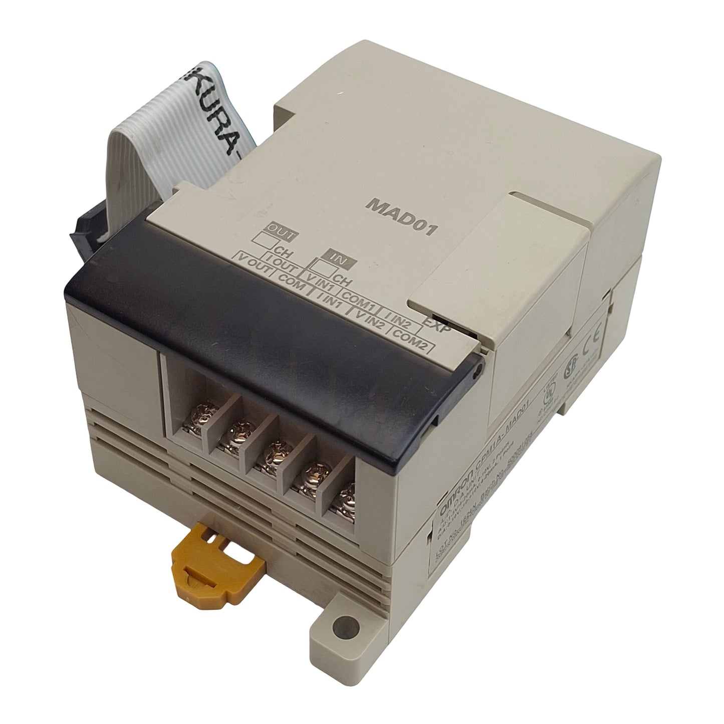 Used Omron CPM1A-MAD01 Analog I/O Unit, m+1/m+2 Input, 5/10V 4-20mA, DIN Rail