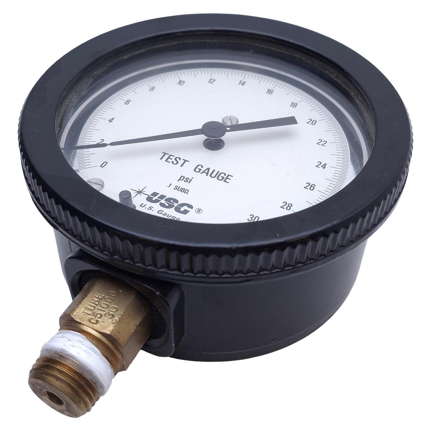 Used Ametek 132241 Solfrunt Test Gauge 0-30psi Range, 1/2-14 ANPT Thread, 4-1/2" Dial