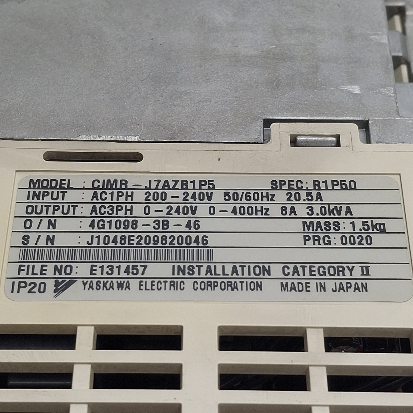 Used Omron CIMR-J7AZB1P5 VS mini J7 Compact Invertor, 1-Phase 200VAC In, 1.5kW