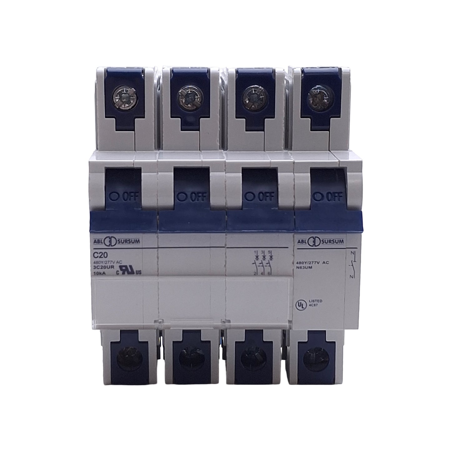 Used Altech 3C20UR ABL Sursum Circuit Breaker, 3P + 1NO, 480Y/277VAC, 20 Amps