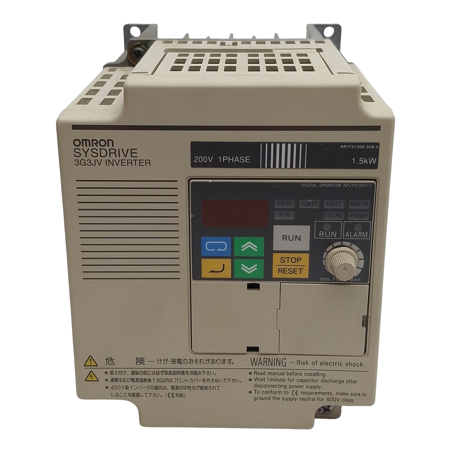 Used Omron 3G3JV-AB015 SYSDRIVE Compact Invertor, 1-Phase 200VAC In, 1.5kW Motor