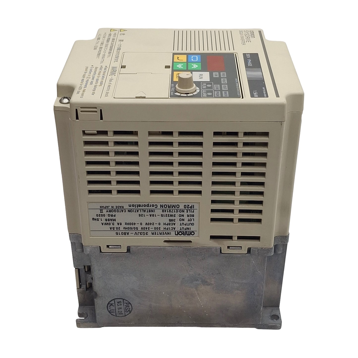 Used Omron 3G3JV-AB015 SYSDRIVE Compact Invertor, 1-Phase 200VAC In, 1.5kW Motor