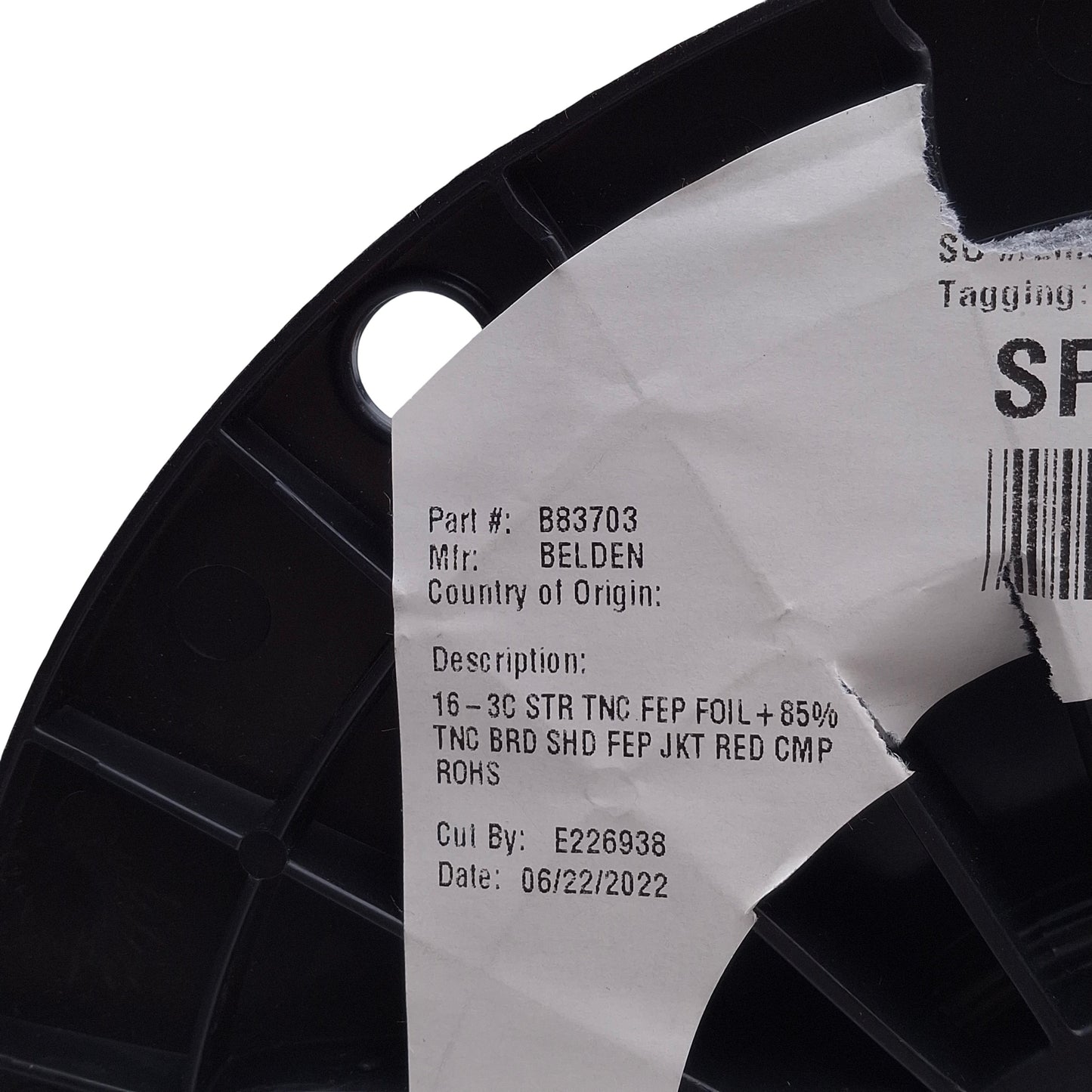 New – Open box Belden B83703 Multiple Conductor Cable ~90ft Length, 16AWG, 19x29 STR TNC, 3-Con