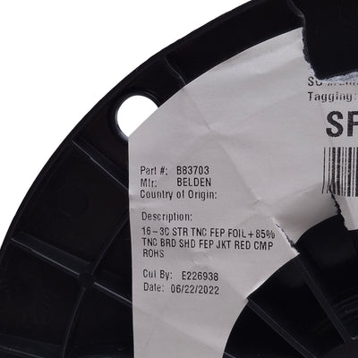 New – Open box Belden B83703 Multiple Conductor Cable ~90ft Length, 16AWG, 19x29 STR TNC, 3-Con