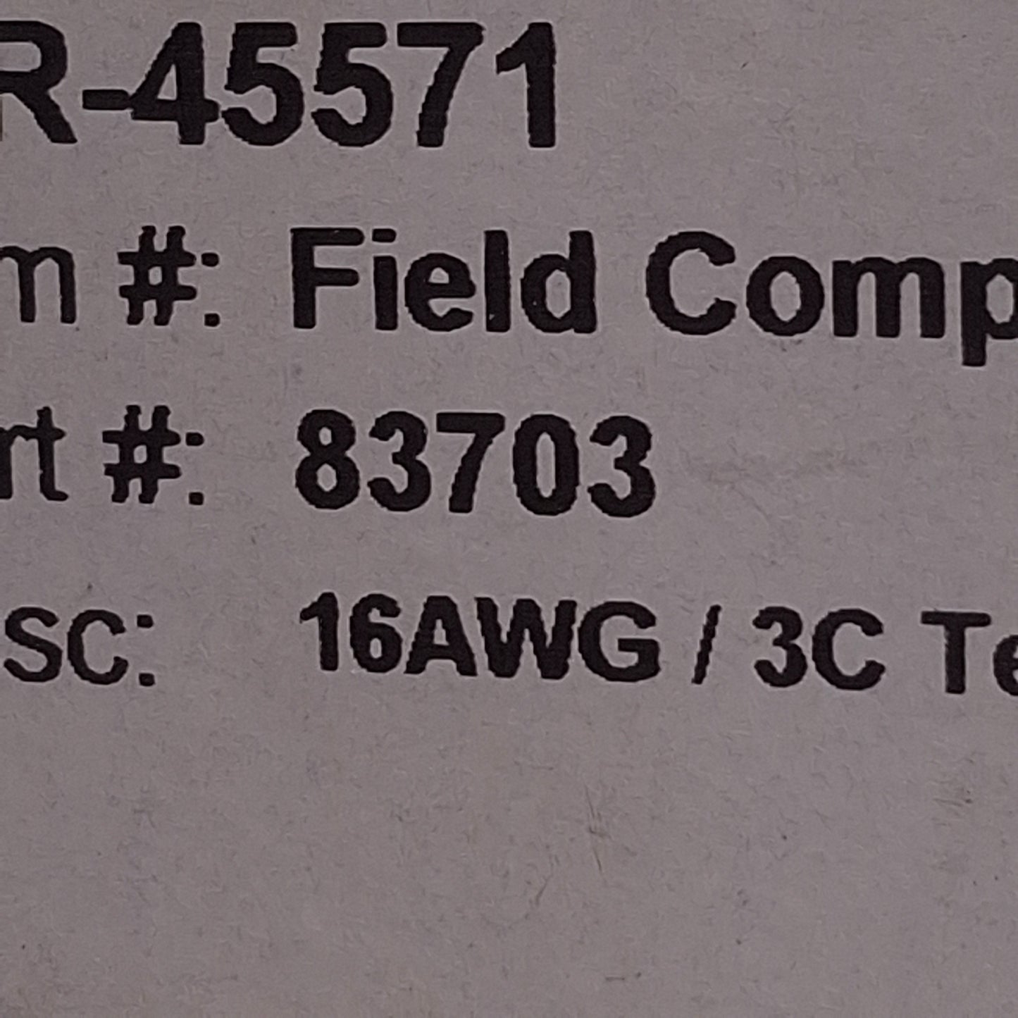 New – Open box Belden 83703 Multiple Conductor Cable, ~90ft, 3-Conductor 16AWG, 19x29 TC