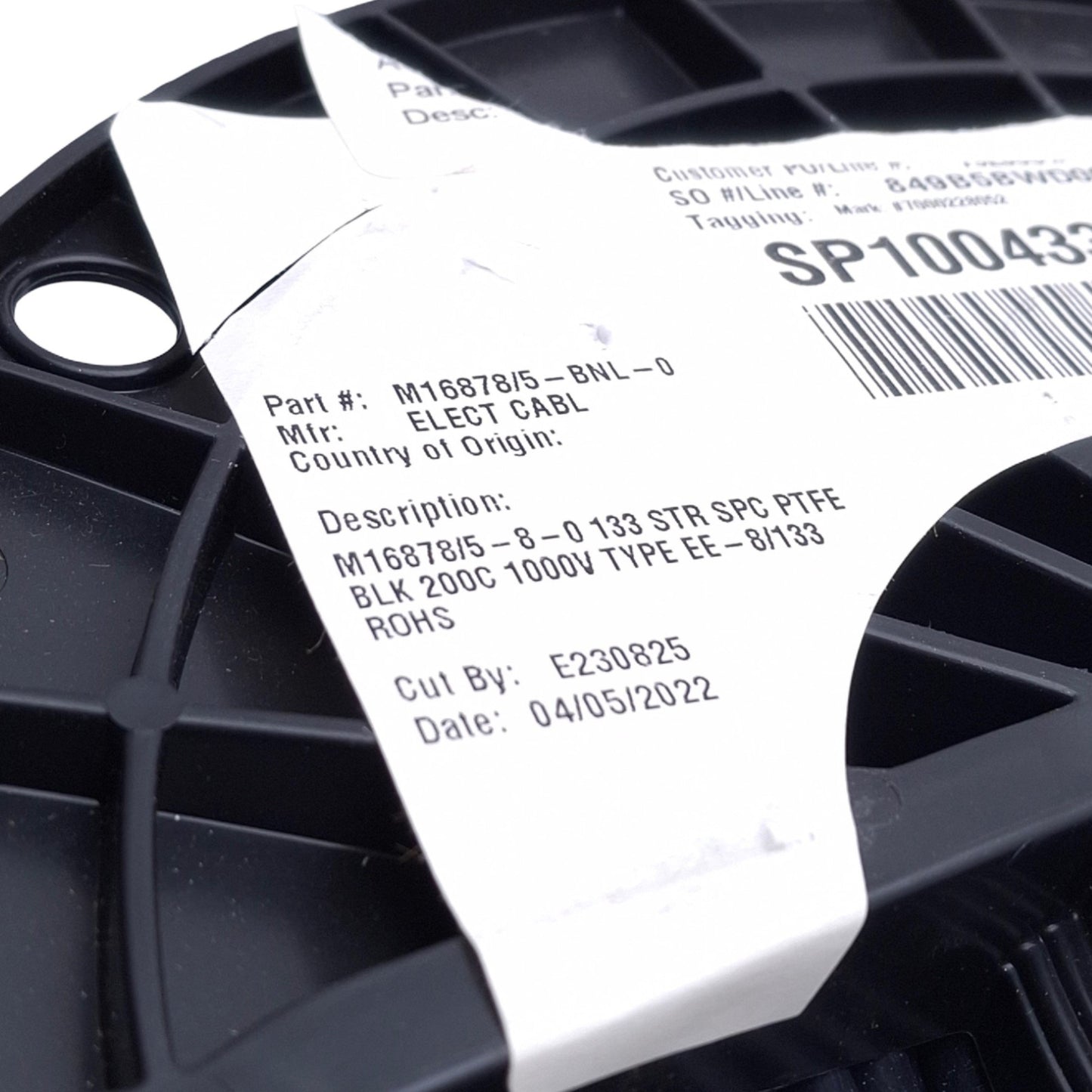 New – Open box Harbour Ind M16858/5-BNL-0 Hookup & Lead Wire, ~140ft, 8AWG, 133 Strand SPC