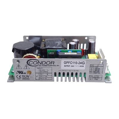Used Condor GPFC110-24G Power Supply, 24VDC 4.6A Output, 85-264VDC Input