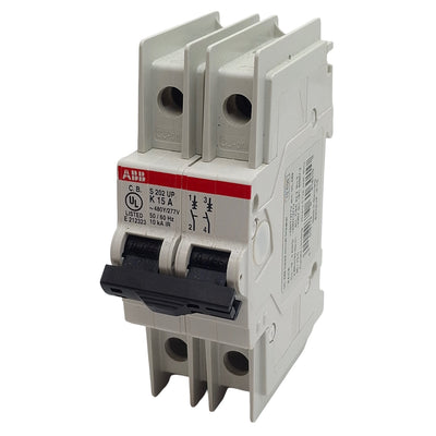 Used ABB S202UP-K15 Circuit Breaker, 2-Pole, 15A 480Y/277VAC, K-Curve, DIN Rail