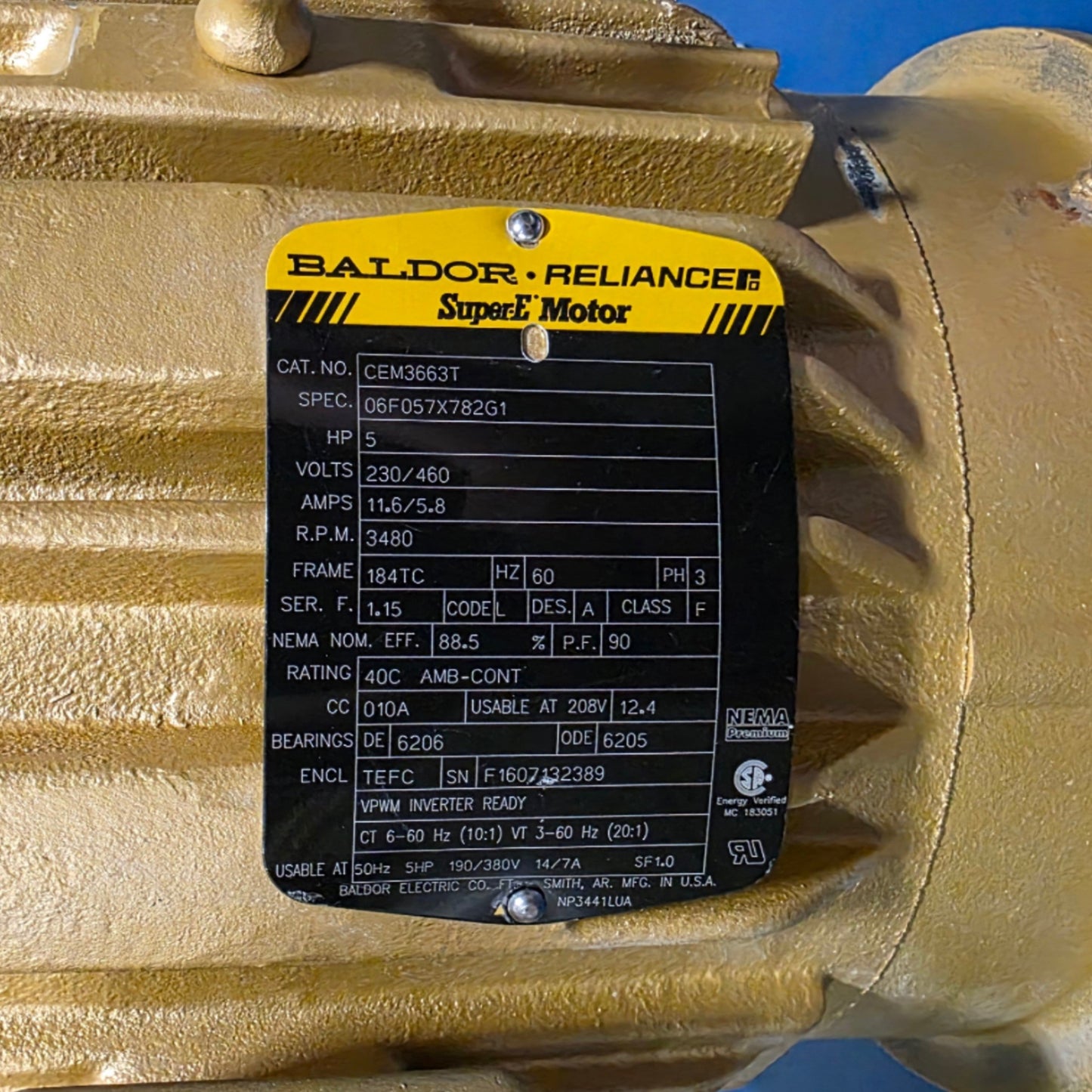Used New York Blower 140606-0966 Compact Pressure Blower ARR-4V 5HP, 230/460VAC