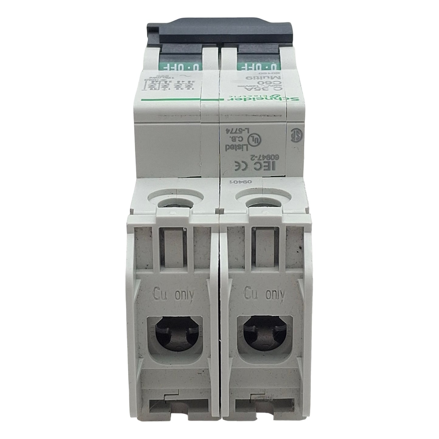 Used Schneider Electric 60150 Circuit Breaker, 2-Pole, 35A 240VAC/125VDC, DIN Rail