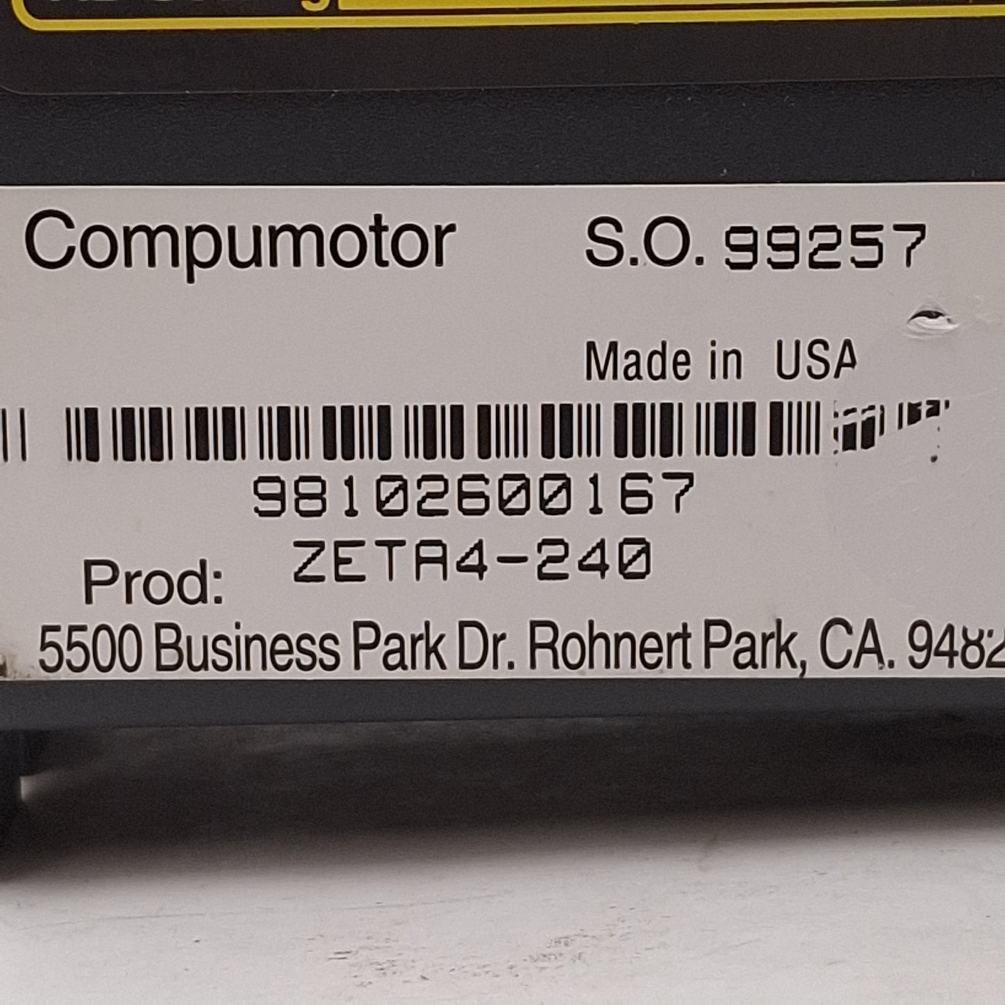 Used Parker ZETA4-240 Stepper Motor Drive, 4A, 120/240VAC Input, 170/340VDC Bus