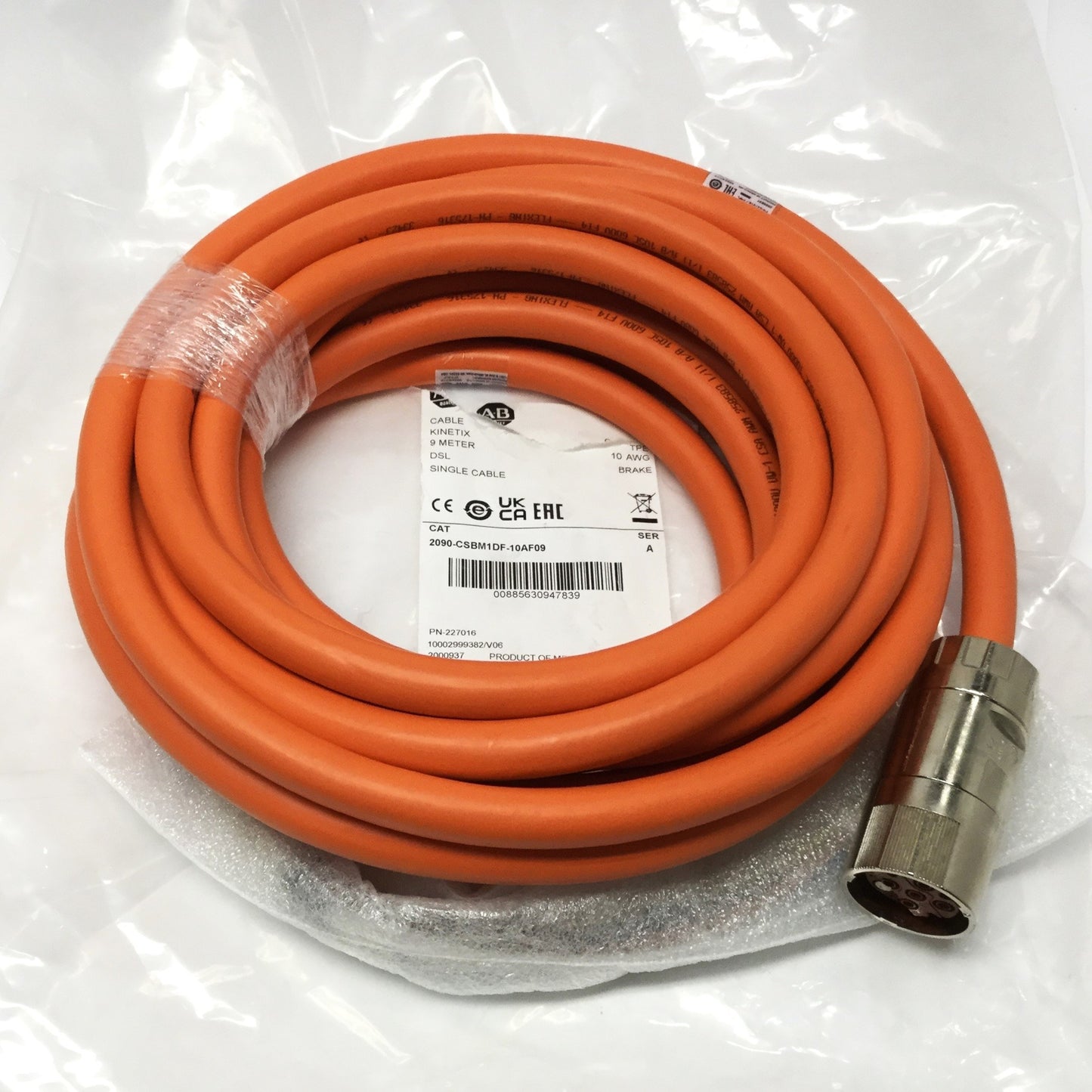 New Allen Bradley 2090-CSBM1DF-10AF09 Kinetix Motor Cable Power/Feedback/Brake, 9m