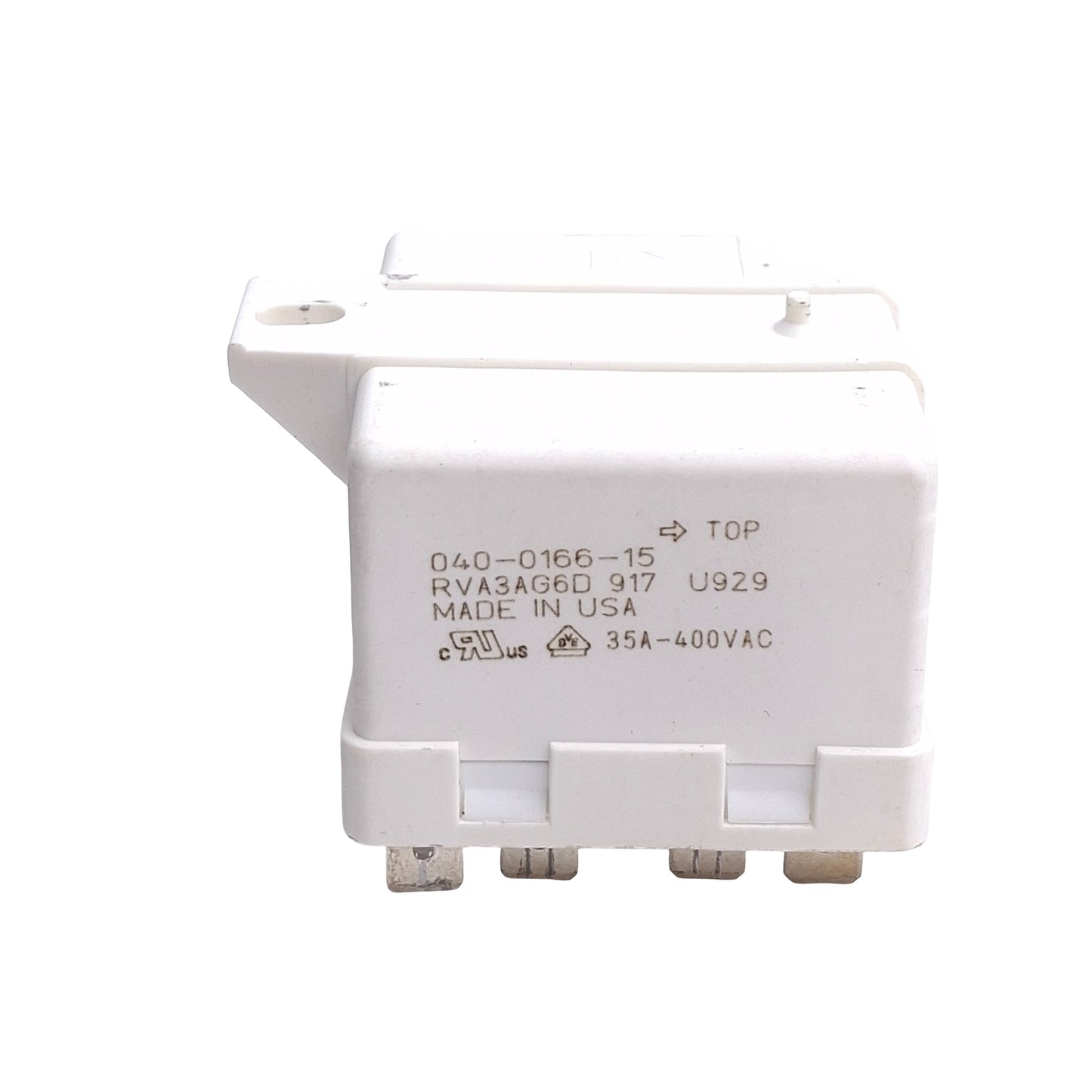 Used Master-Bilt 040-0166-15 Compressor Relay, 35A 400VAC Contact, Faston Terminals