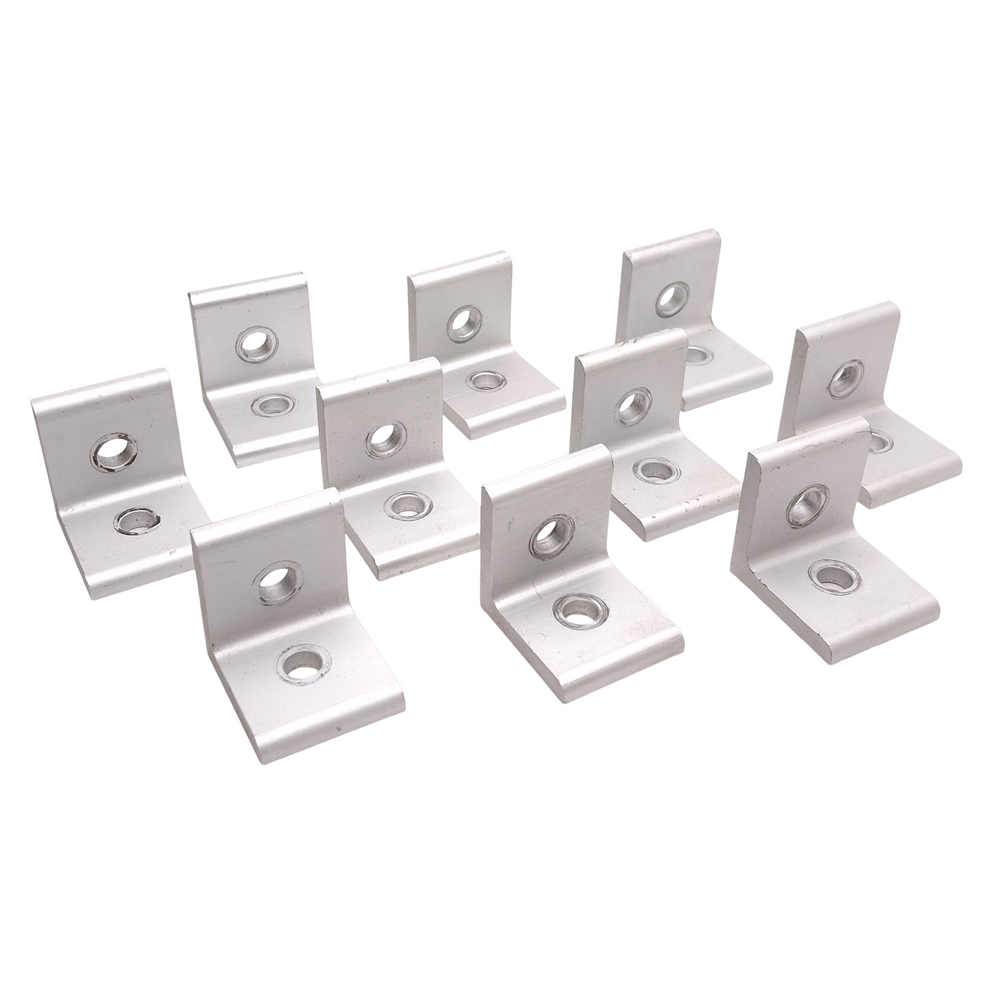 Used Lot of 10 80/20 40-4302 Inside Corner Bracket, 2-Hole, 40-Series, Aluminum