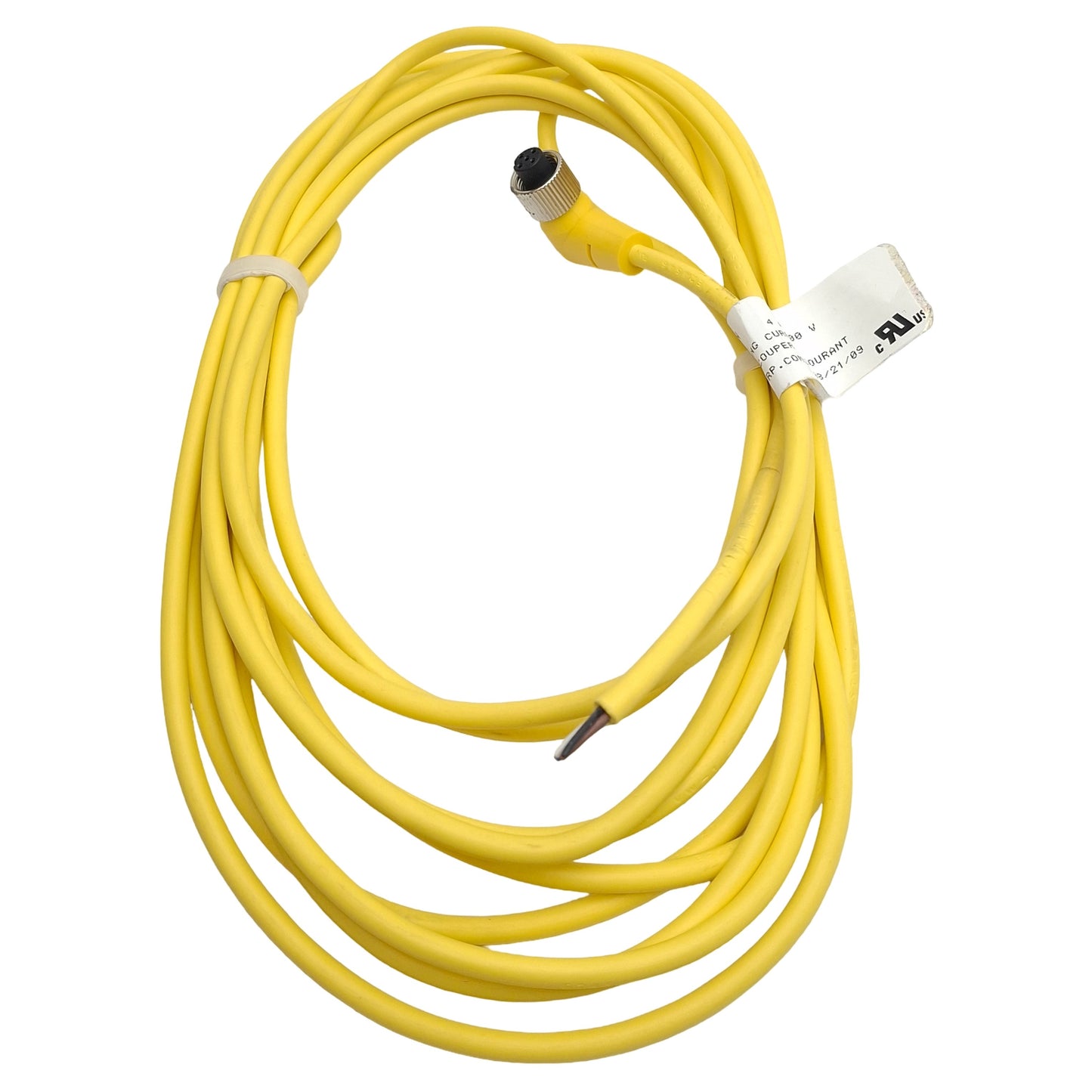 Used Mencom MDC-4FP-5M-R Cordset, 4-Pin M12 90° Female to Flying Leads, 4A 300VAC, 5m