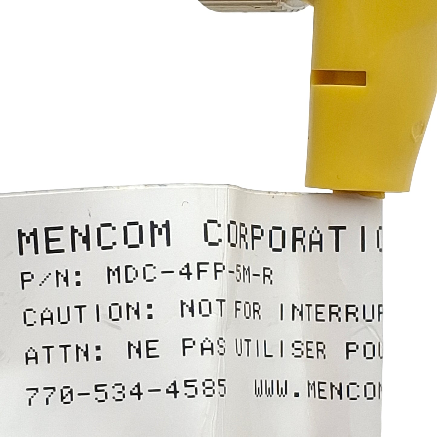 Used Mencom MDC-4FP-5M-R Cordset, 4-Pin M12 90° Female to Flying Leads, 4A 300VAC, 5m