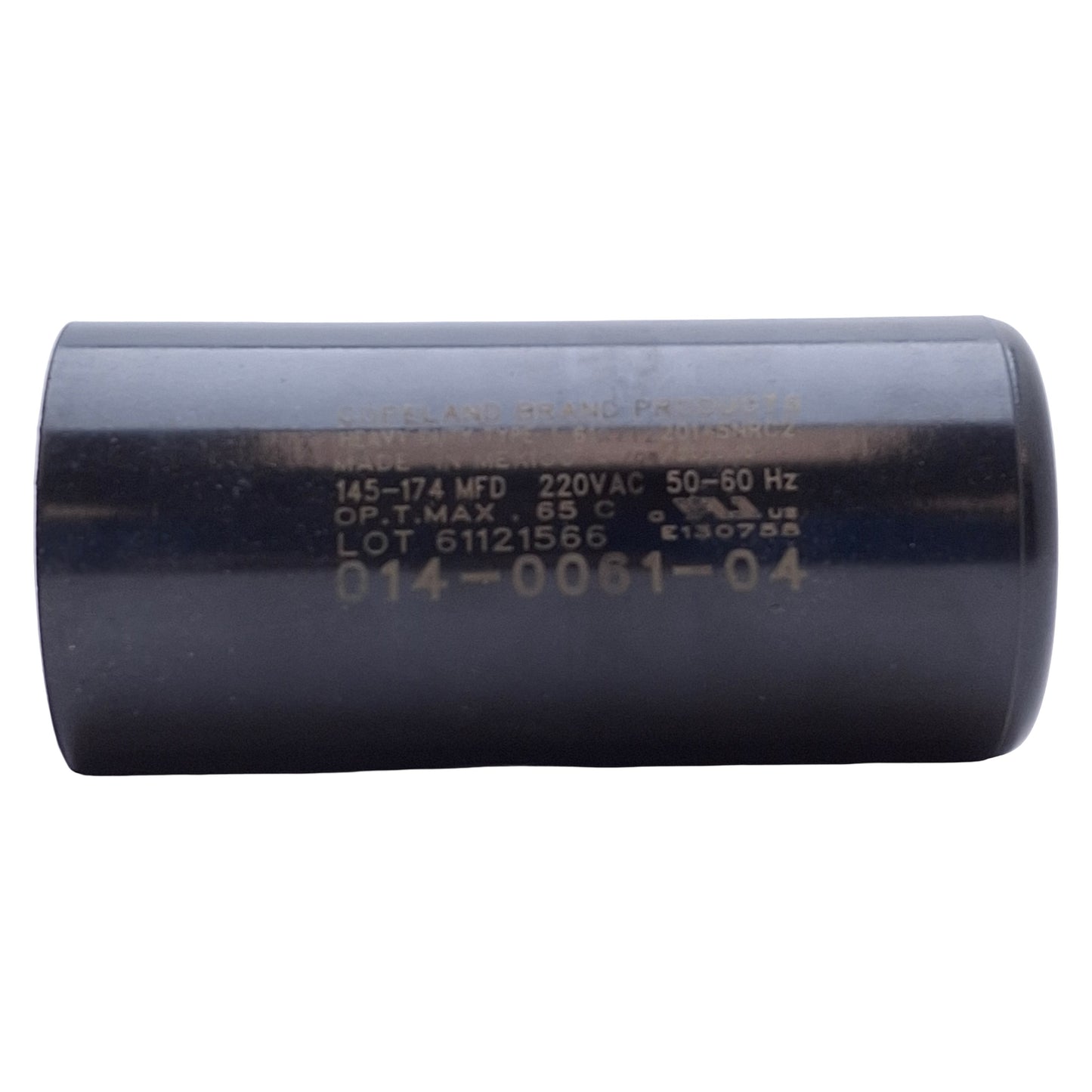 Used Copeland 014-0061-04 Start Capacitor 220VAC Voltage , 145-174MFD Microfarad