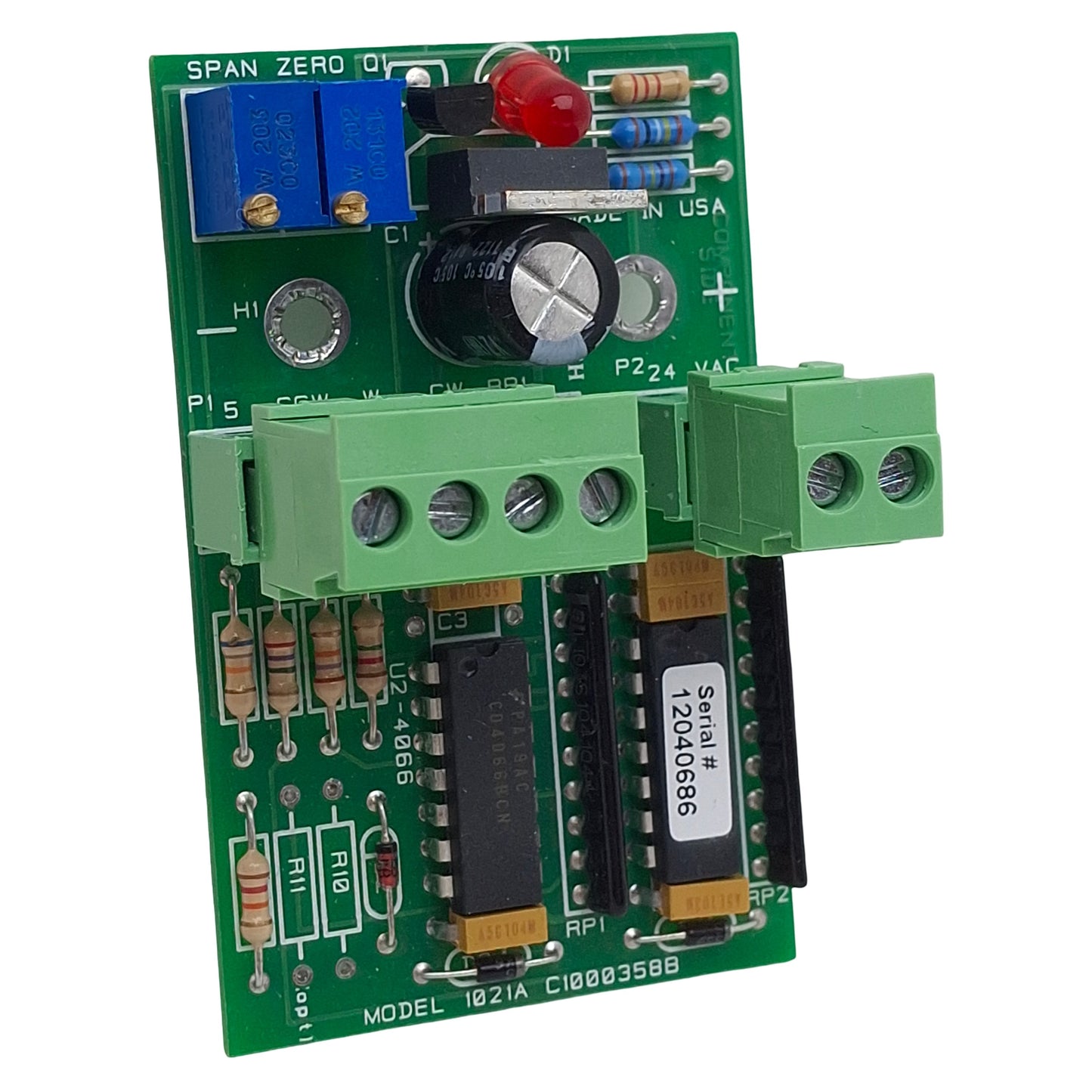 Used Control Concepts 1021A Zero-Cross SCR Power Controller Board, 4-20mA