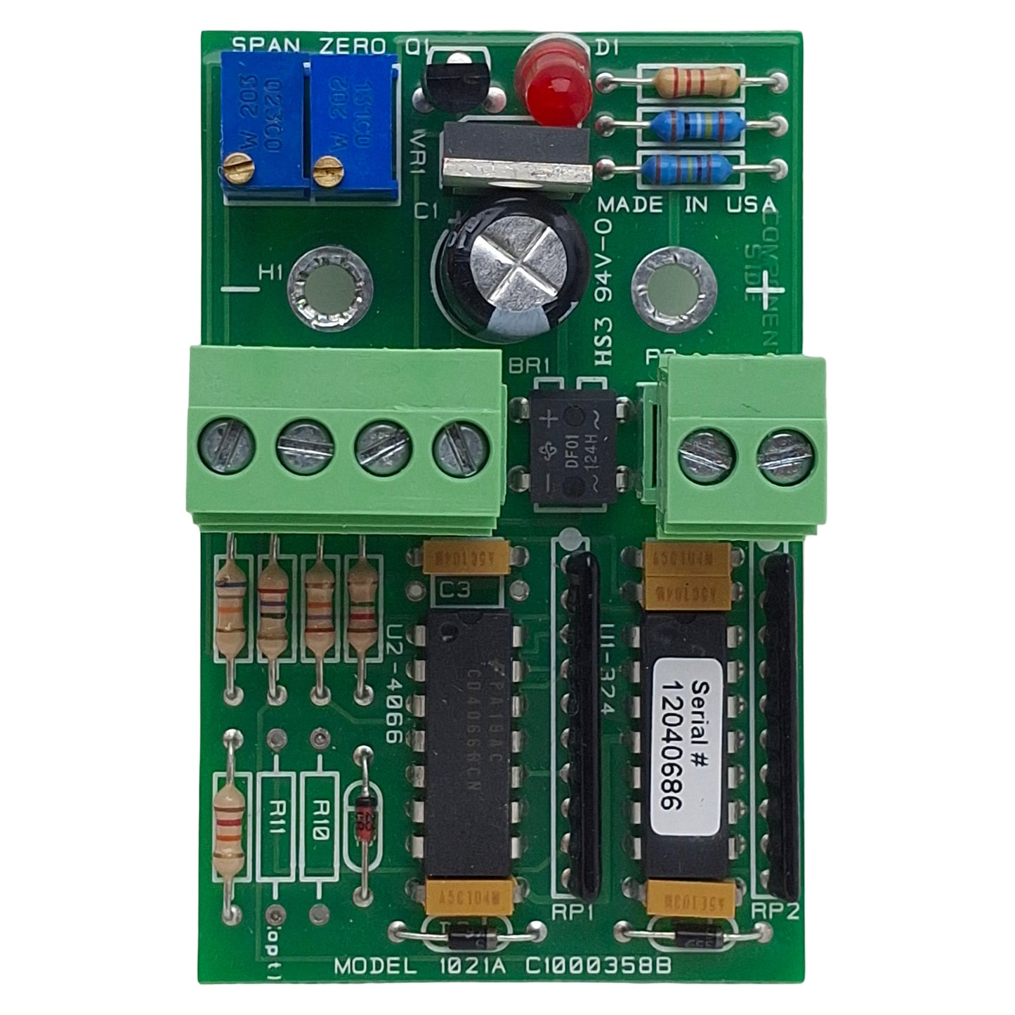 Used Control Concepts 1021A Zero-Cross SCR Power Controller Board, 4-20mA