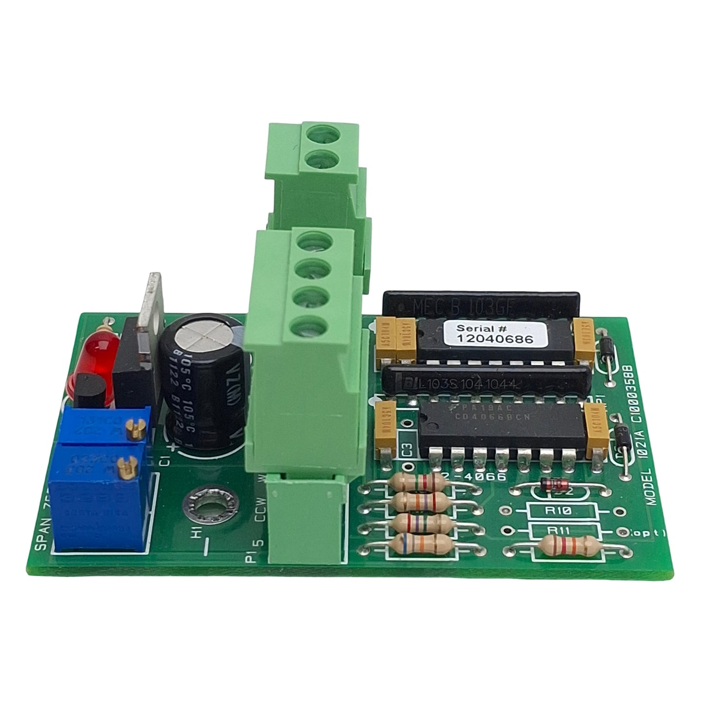 Used Control Concepts 1021A Zero-Cross SCR Power Controller Board, 4-20mA