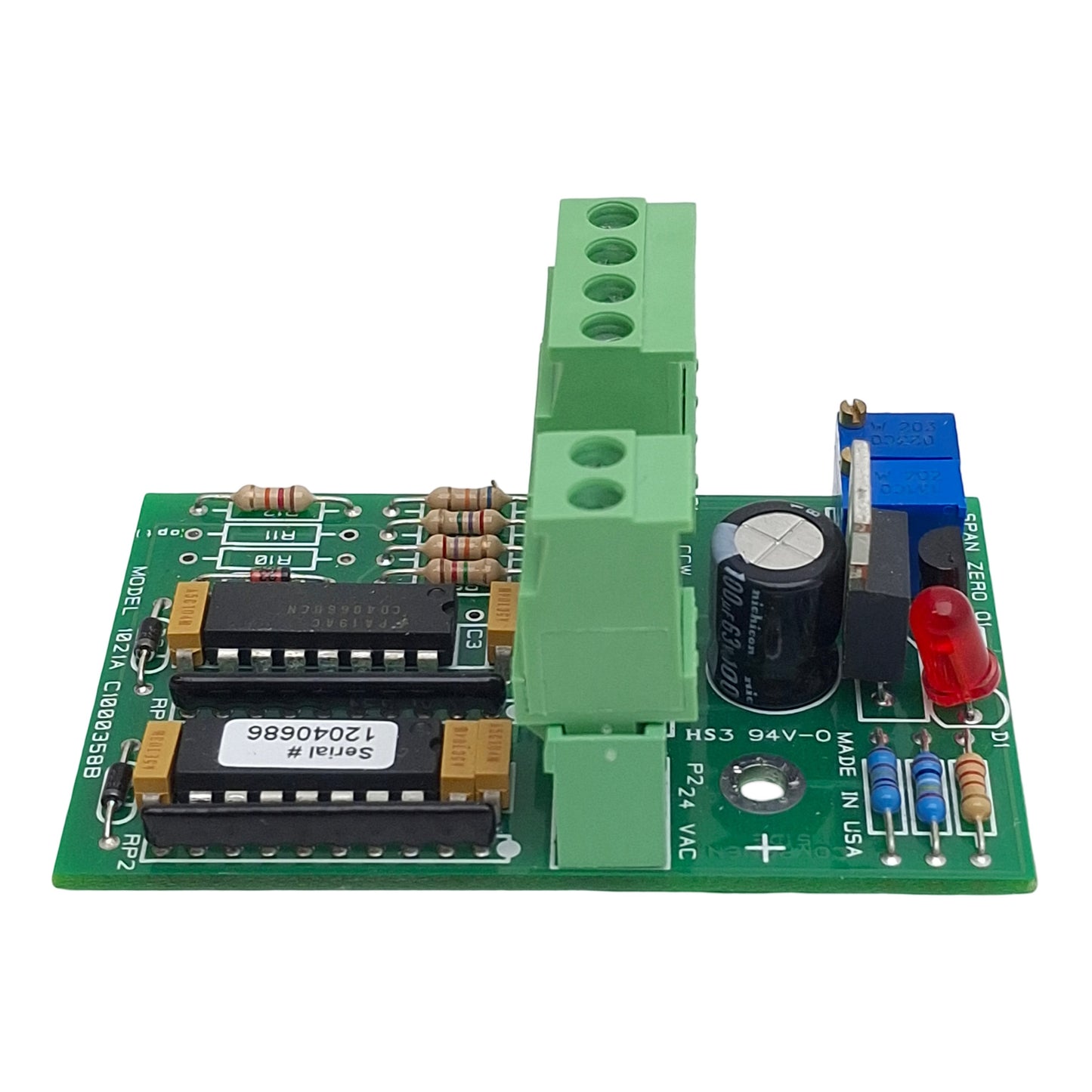 Used Control Concepts 1021A Zero-Cross SCR Power Controller Board, 4-20mA