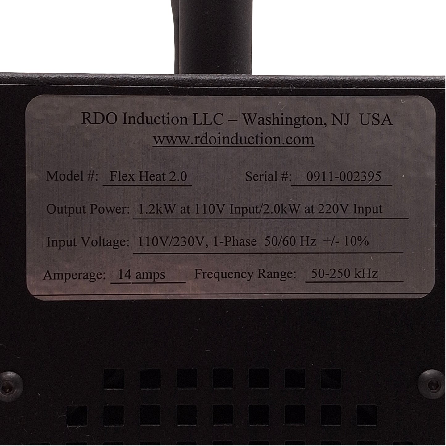Used RDO Flex Heat 2.0 Induction Heater Power Supply 110V/230V Int, 1.2kW-2.0kW Out