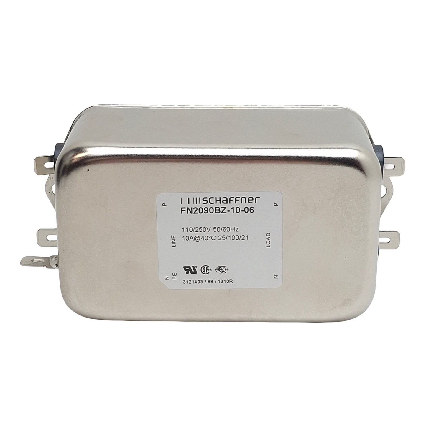 New – Open box Schaffner FN2090BZ-10-06 Power Line Filter 1-Phase, 10A, 110/250VAC, Spade 0.25"