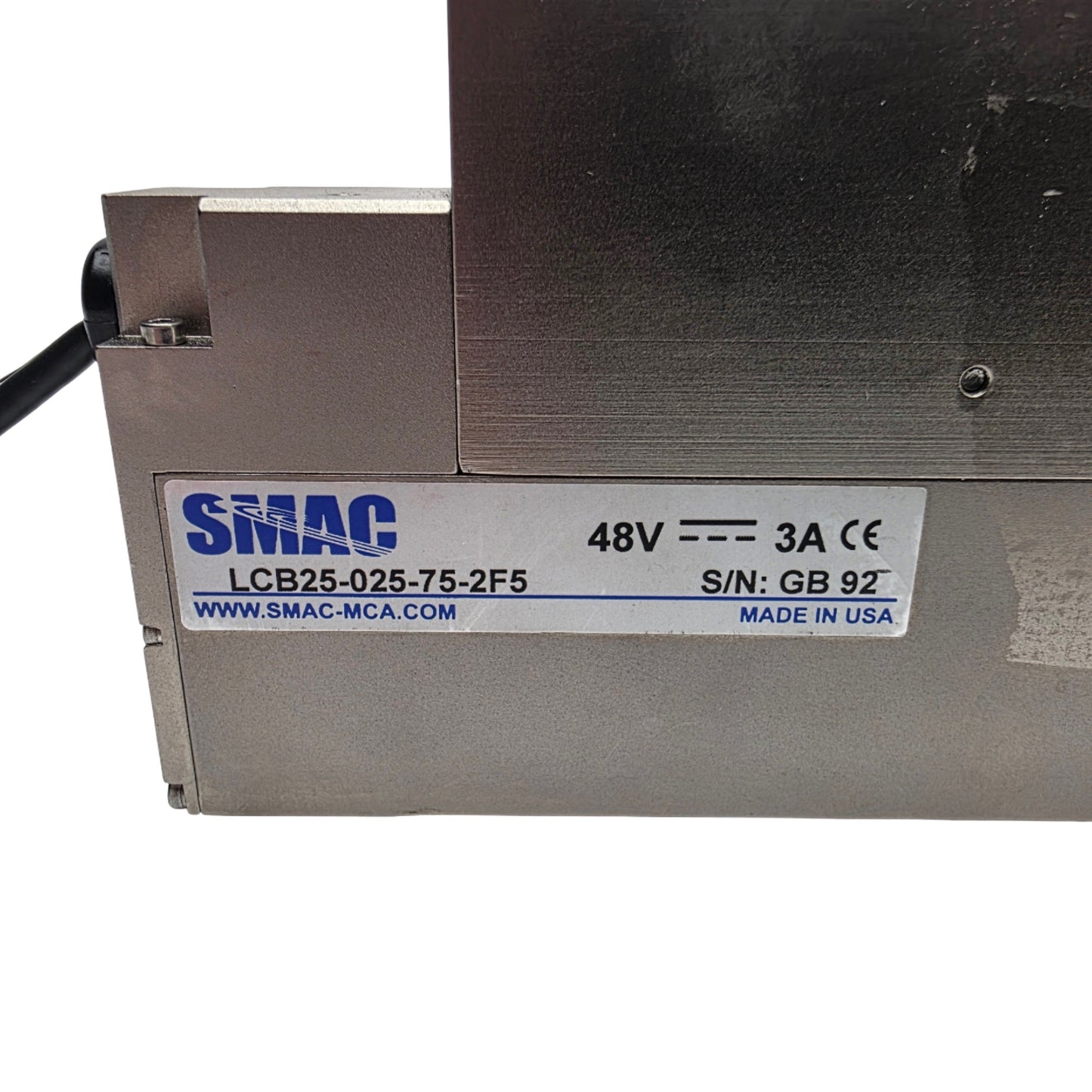 Used SMAC LCB25-025-75-2F5 Moving Coil Linear Actuator 25mm Stroke, 40N Max, 48VDC
